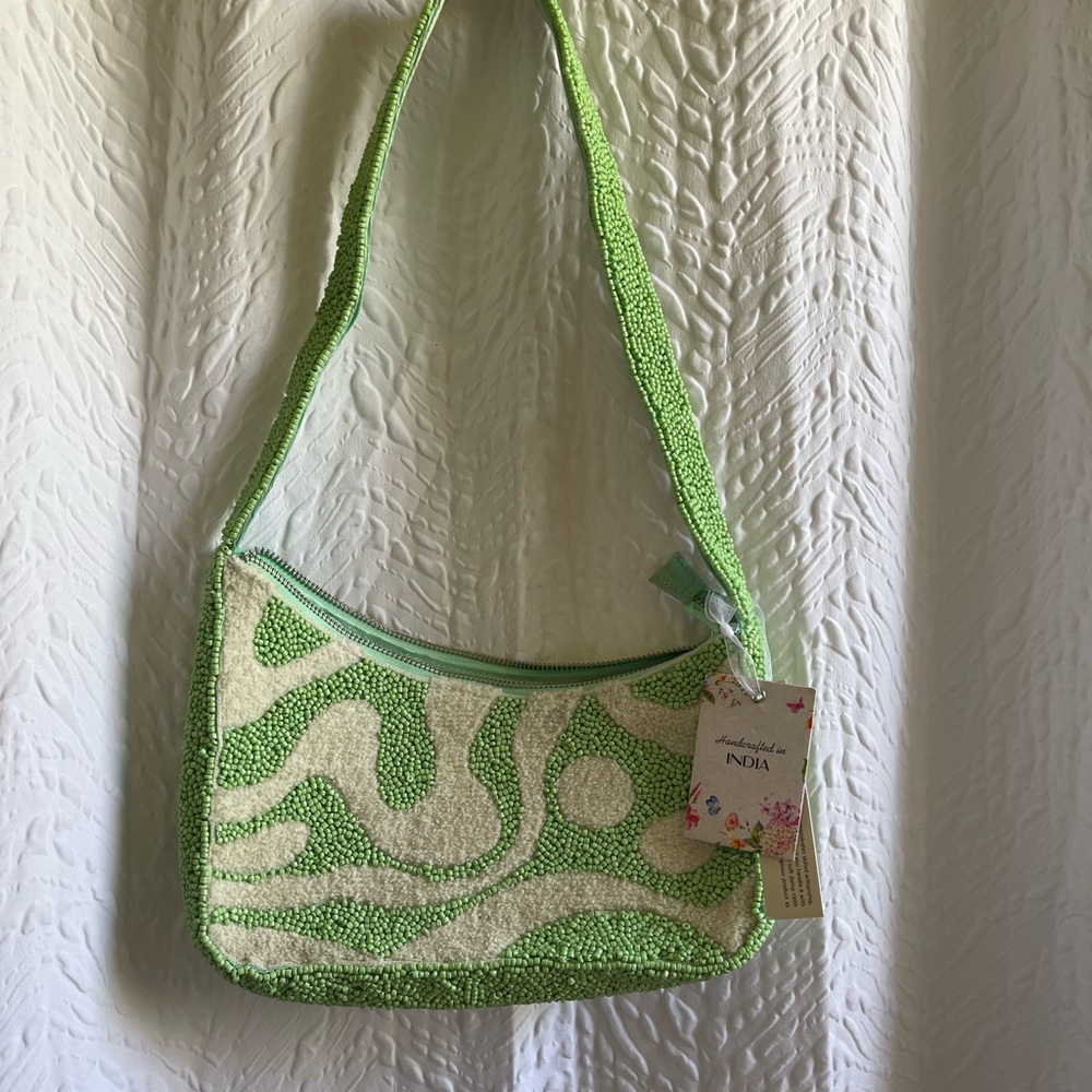 Viral Green & White Viral Beaded Bag Handcrafted in India ***